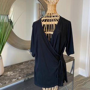 Torrid Black side Tie V neck blouse. 1XL